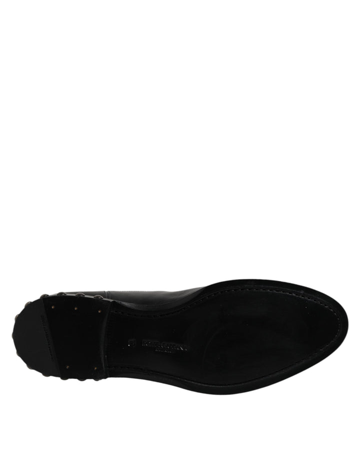 Dolce &amp; Gabbana Sample Sale Dolce &amp; Gabbana Black Leather Logo Ankle Boots Studded Shoes - | Designer outlet