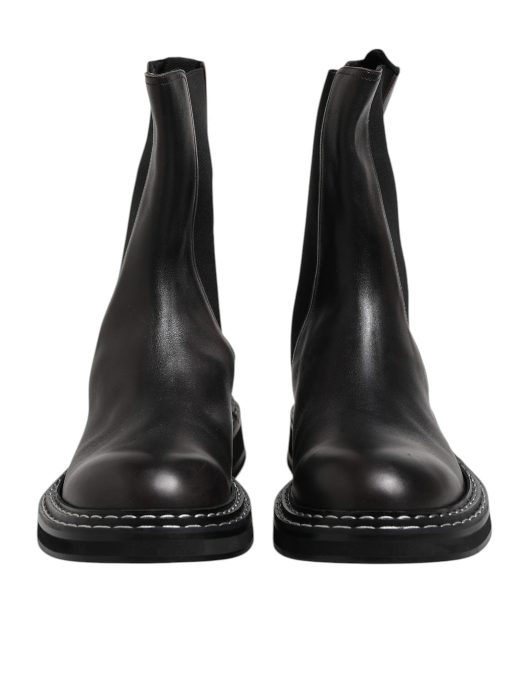 Dolce &amp; Gabbana Black Leather Mid Calf Boots Flats Shoes by Dolce &amp; Gabbana outlet now on sale