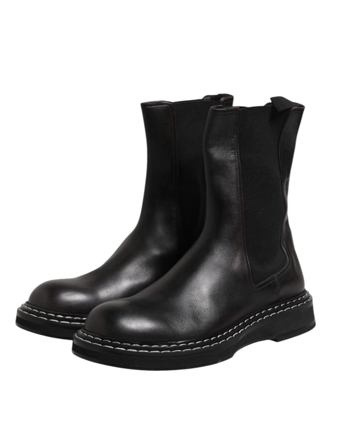 Dolce &amp; Gabbana Sample Sale Dolce &amp; Gabbana Black Leather Mid Calf Boots Flats Shoes - | Designer outlet