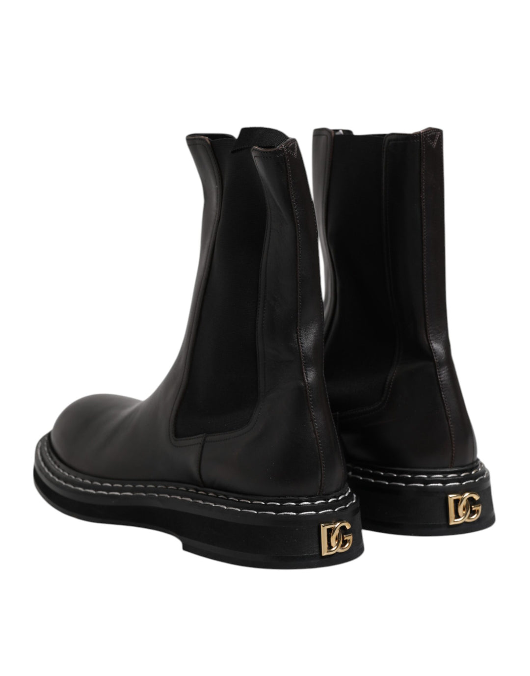 Dolce &amp; Gabbana Sample Sale Dolce &amp; Gabbana Black Leather Mid Calf Boots Flats Shoes - | Designer outlet