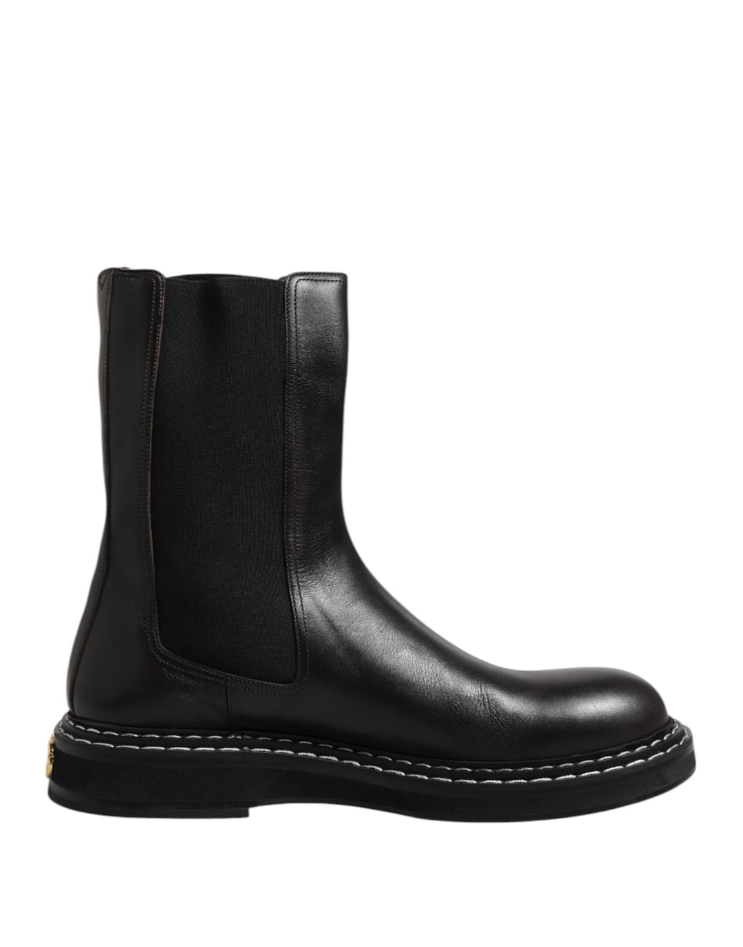 Dolce &amp; Gabbana Sample Sale Dolce &amp; Gabbana Black Leather Mid Calf Boots Flats Shoes - | Designer outlet