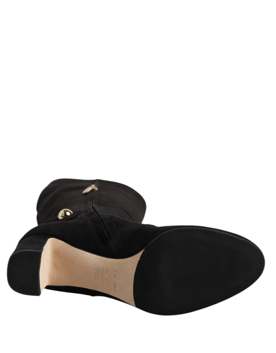 Dolce &amp; Gabbana Sample Sale Dolce &amp; Gabbana Black Suede Leather Knee High Boots Shoes - | Designer outlet