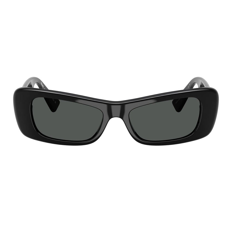 Versace Oval Full Rim, with a Black frame and Dark Grey lens.