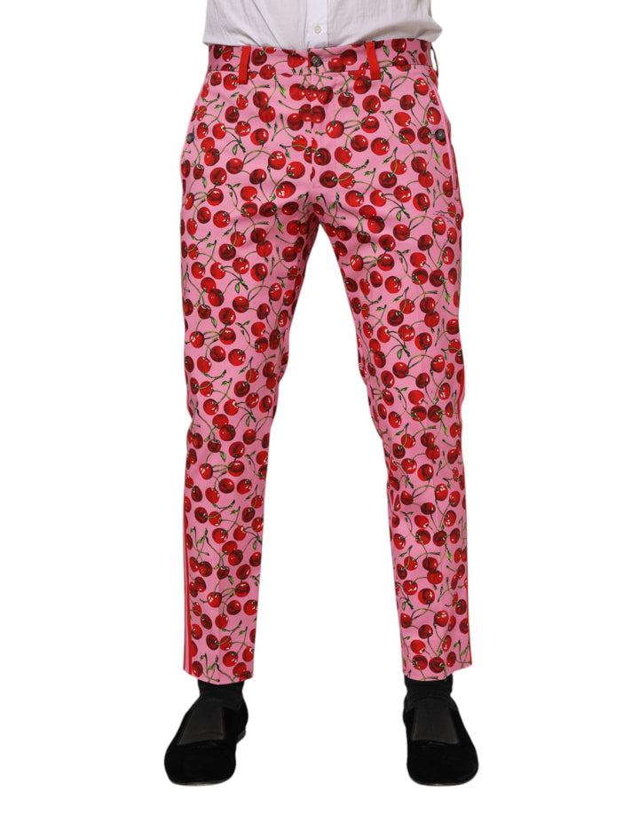 Dolce &amp; Gabbana Sample Sale Dolce &amp; Gabbana Pink Cherry Print Cotton Dress Pants - | Designer outlet