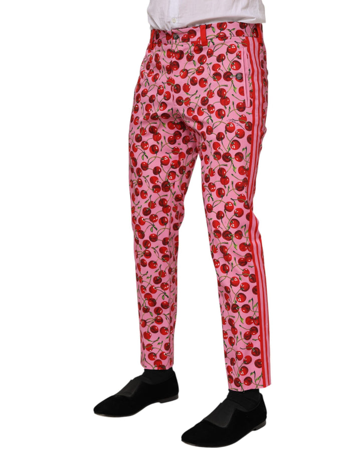 Dolce &amp; Gabbana Sample Sale Dolce &amp; Gabbana Pink Cherry Print Cotton Dress Pants - | Designer outlet