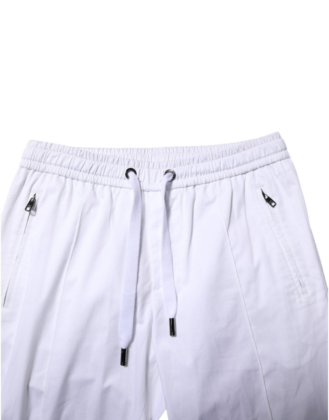 Dolce & Gabbana White Cotton Stretch Logo Men Jogger Pants