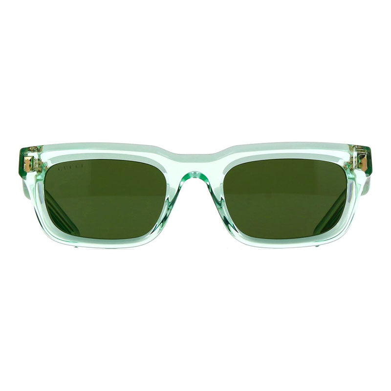 Gucci Sunglasses Square Full Rim, Transparent Light Green Frame and Dark Green Lens GG1524S004