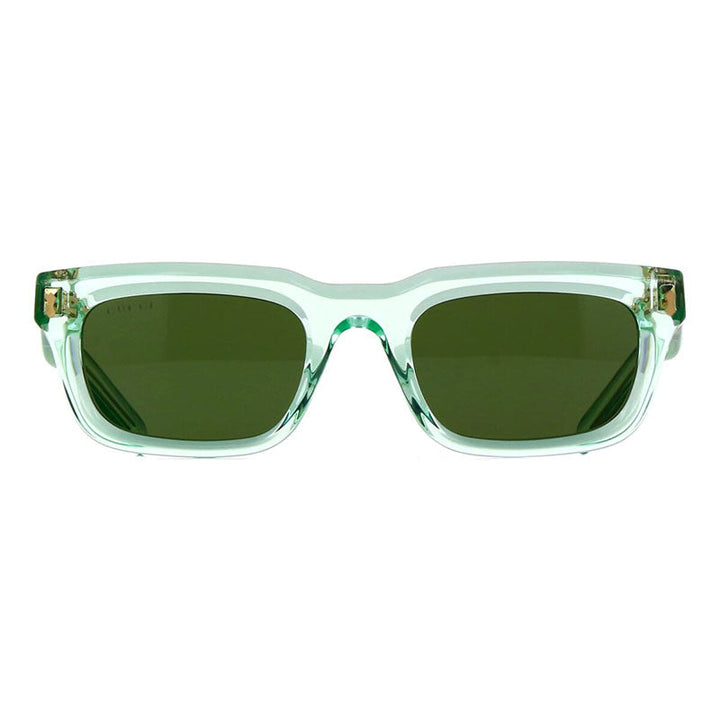 Gucci Sunglasses Square Full Rim, Transparent Light Green Frame and Dark Green Lens GG1524S004