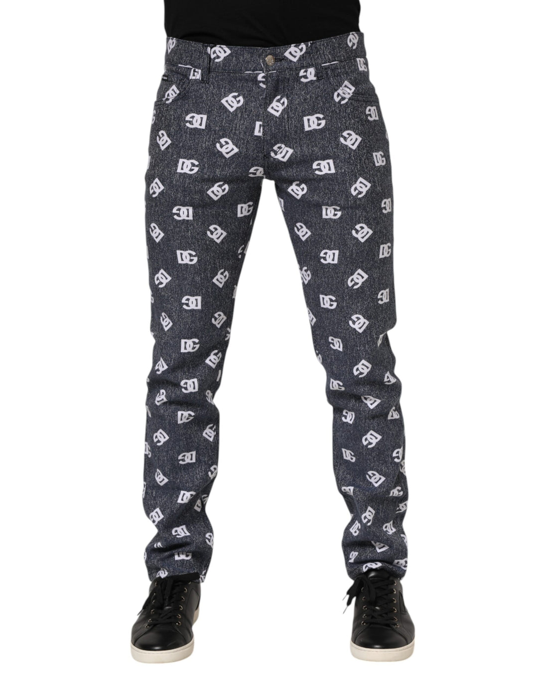 Dolce &amp; Gabbana Dark Gray Logo Cotton Skinny Slim Denim Jeans by Dolce &amp; Gabbana outlet now on sale