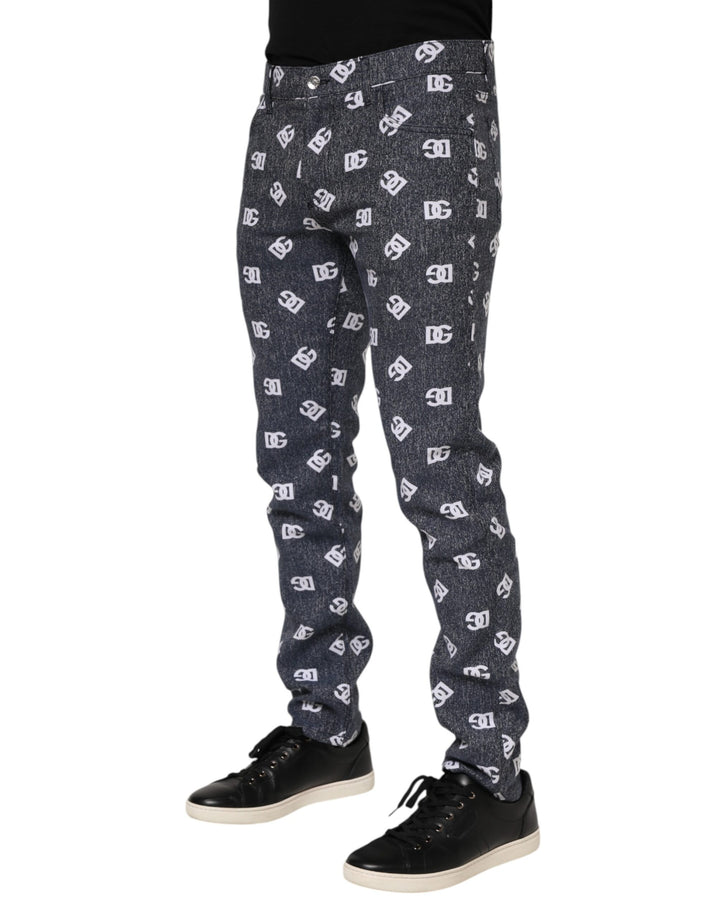 Dolce &amp; Gabbana Dark Gray Logo Cotton Skinny Slim Denim Jeans by Dolce &amp; Gabbana outlet now on sale