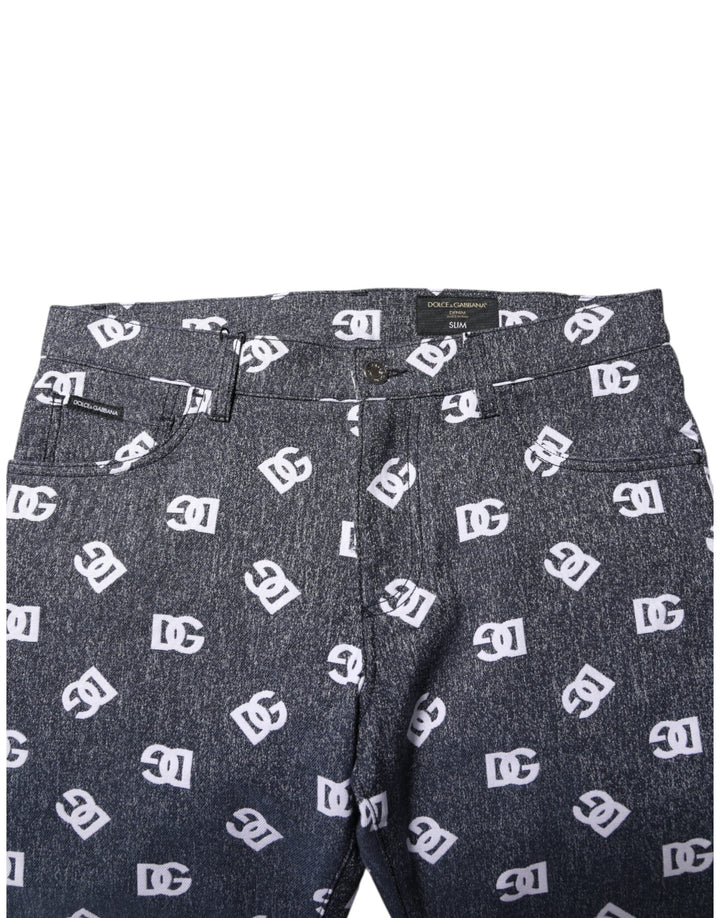 Dolce &amp; Gabbana Dark Gray Logo Cotton Skinny Slim Denim Jeans by Dolce &amp; Gabbana outlet now on sale