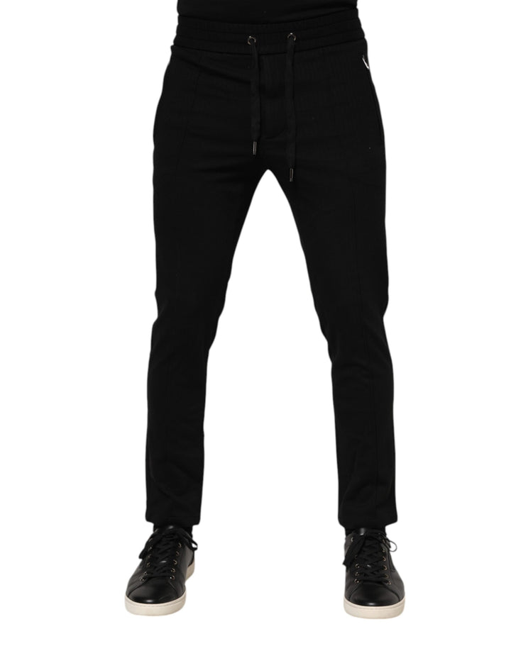 Dolce &amp; Gabbana Black Viscose Drawstring Men Jogger Pants by Dolce &amp; Gabbana outlet now on sale