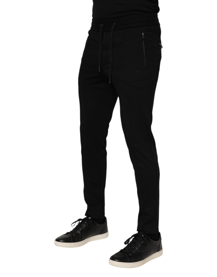 Dolce &amp; Gabbana Black Viscose Drawstring Men Jogger Pants by Dolce &amp; Gabbana outlet now on sale