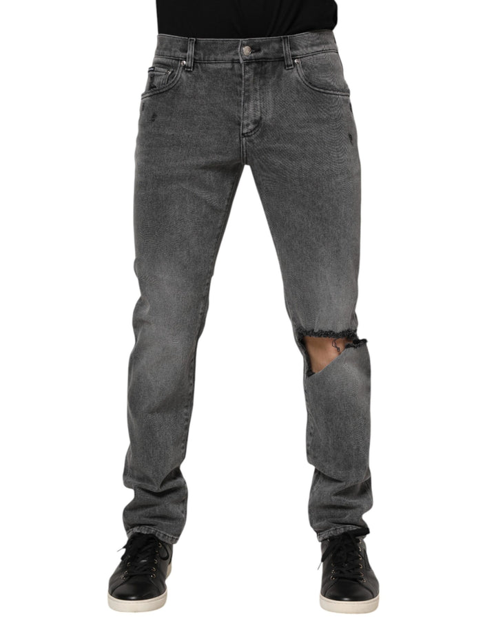 Dolce &amp; Gabbana Sample Sale Dolce &amp; Gabbana Gray Cotton Logo Plaque Denim Jeans - | Designer outlet