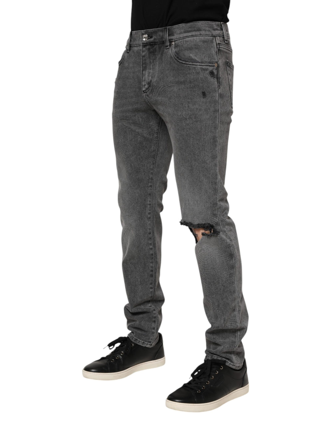 Dolce &amp; Gabbana Sample Sale Dolce &amp; Gabbana Gray Cotton Logo Plaque Denim Jeans - | Designer outlet