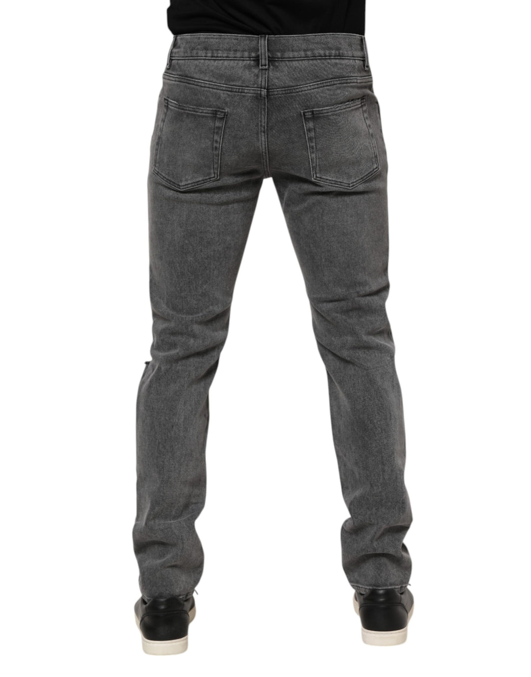 Dolce &amp; Gabbana Sample Sale Dolce &amp; Gabbana Gray Cotton Logo Plaque Denim Jeans - | Designer outlet