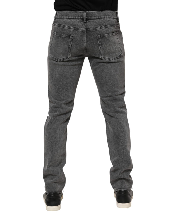 Dolce &amp; Gabbana Sample Sale Dolce &amp; Gabbana Gray Cotton Logo Plaque Denim Jeans - | Designer outlet