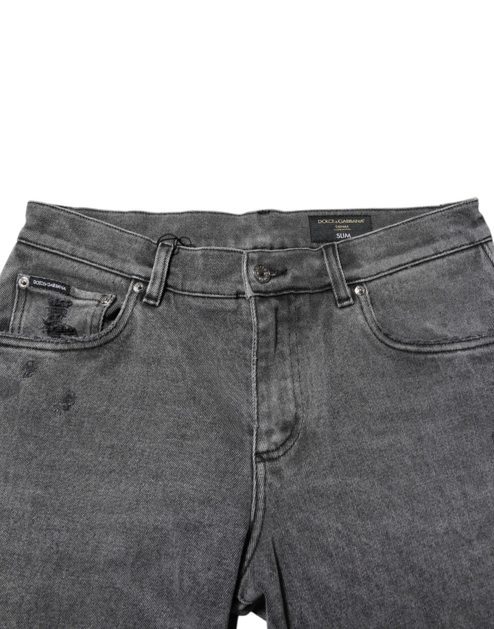Dolce &amp; Gabbana Sample Sale Dolce &amp; Gabbana Gray Cotton Logo Plaque Denim Jeans - | Designer outlet
