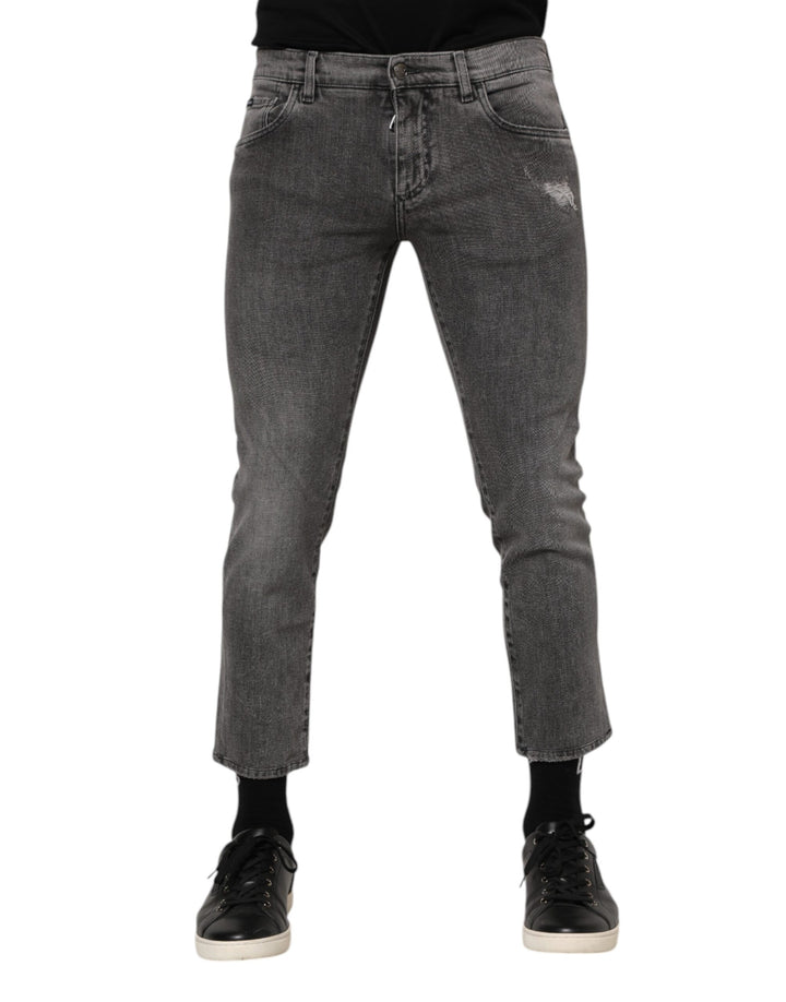Dolce &amp; Gabbana Sample Sale Dolce &amp; Gabbana Gray Cotton Logo Plaque Men Denim Jeans - | Designer outlet