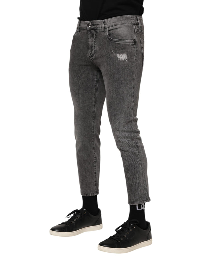Dolce &amp; Gabbana Sample Sale Dolce &amp; Gabbana Gray Cotton Logo Plaque Men Denim Jeans - | Designer outlet