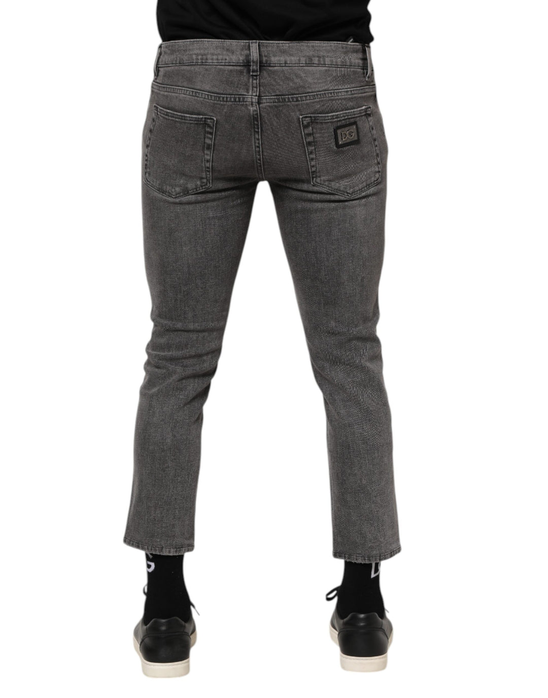 Dolce &amp; Gabbana Sample Sale Dolce &amp; Gabbana Gray Cotton Logo Plaque Men Denim Jeans - | Designer outlet