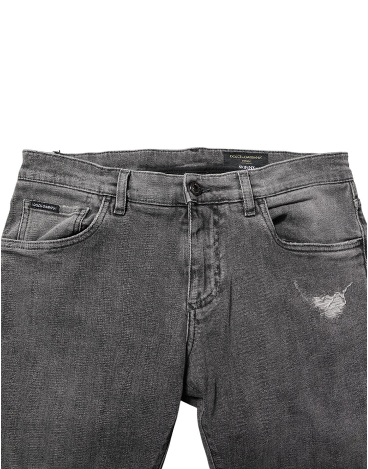 Dolce &amp; Gabbana Sample Sale Dolce &amp; Gabbana Gray Cotton Logo Plaque Men Denim Jeans - | Designer outlet