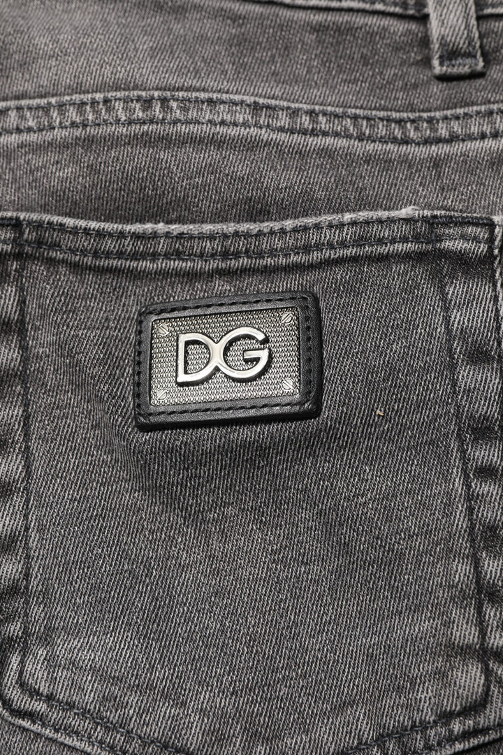Dolce &amp; Gabbana Sample Sale Dolce &amp; Gabbana Gray Cotton Logo Plaque Men Denim Jeans - | Designer outlet