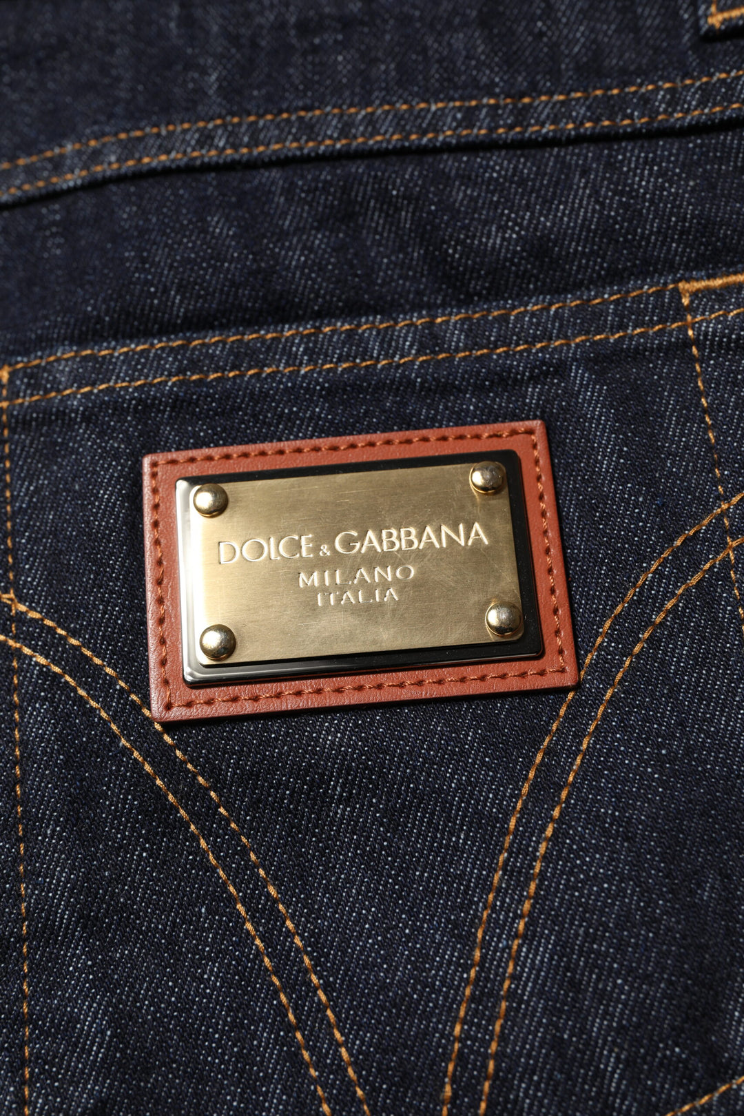 Dolce &amp; Gabbana Sample Sale Dolce &amp; Gabbana Dark Blue Cotton Logo Plaque Men Denim Jeans - | Designer outlet