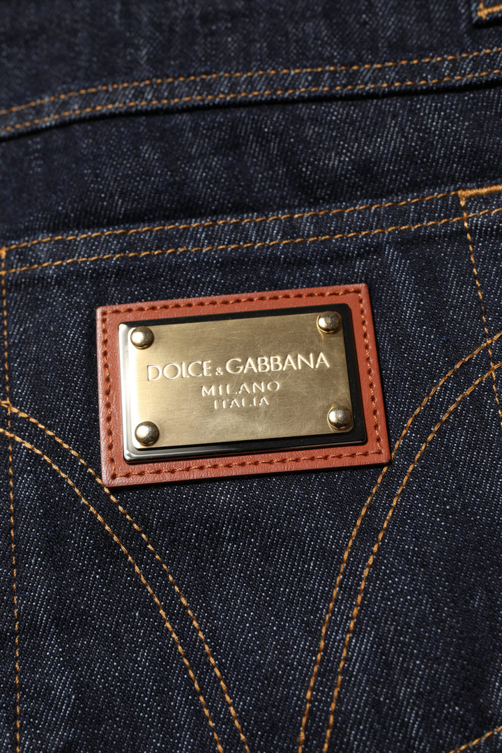Dolce &amp; Gabbana Sample Sale Dolce &amp; Gabbana Dark Blue Cotton Logo Plaque Men Denim Jeans - | Designer outlet