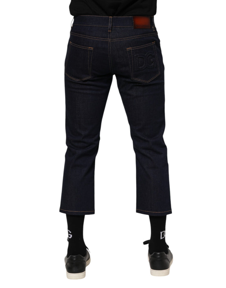 Dolce &amp; Gabbana Dark Blue Cotton Logo Slim Fit Men Denim Jeans by Dolce &amp; Gabbana outlet now on sale