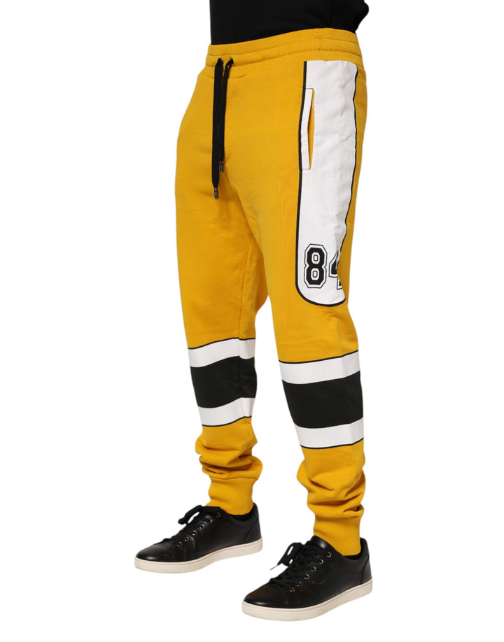Dolce &amp; Gabbana Sample Sale Dolce &amp; Gabbana Yellow Print Cotton Drawstring Jogger Pants - | Designer outlet