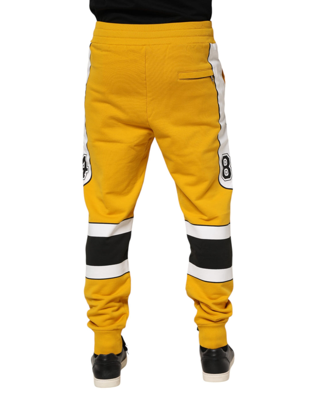 Dolce &amp; Gabbana Sample Sale Dolce &amp; Gabbana Yellow Print Cotton Drawstring Jogger Pants - | Designer outlet