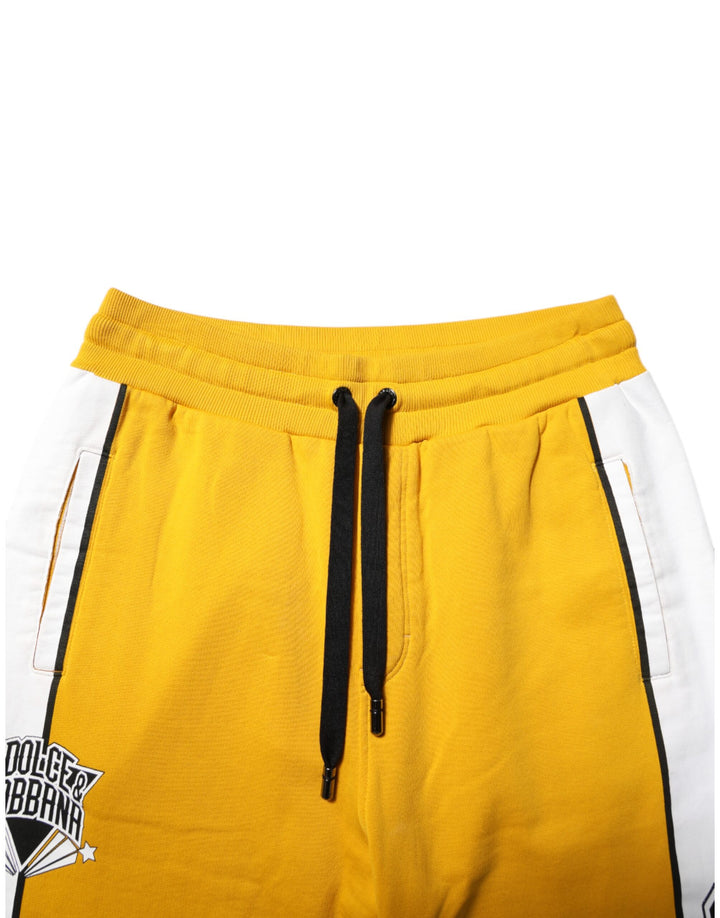 Dolce &amp; Gabbana Sample Sale Dolce &amp; Gabbana Yellow Print Cotton Drawstring Jogger Pants - | Designer outlet