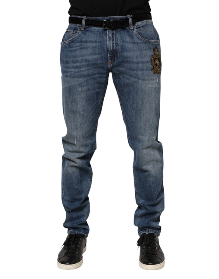 Dolce &amp; Gabbana Sample Sale Dolce &amp; Gabbana Blue Logo Embroidery Denim Jeans - | Designer outlet