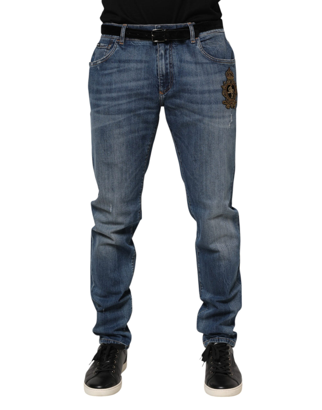 Dolce &amp; Gabbana Sample Sale Dolce &amp; Gabbana Blue Logo Embroidery Denim Jeans - | Designer outlet