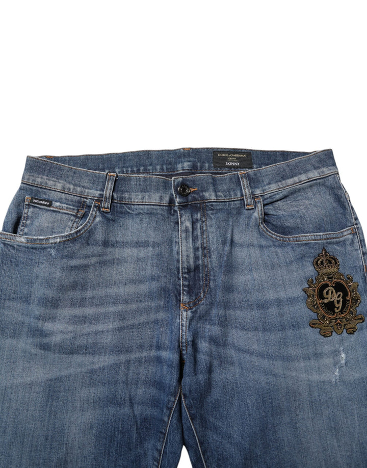 Dolce &amp; Gabbana Sample Sale Dolce &amp; Gabbana Blue Logo Embroidery Denim Jeans - | Designer outlet