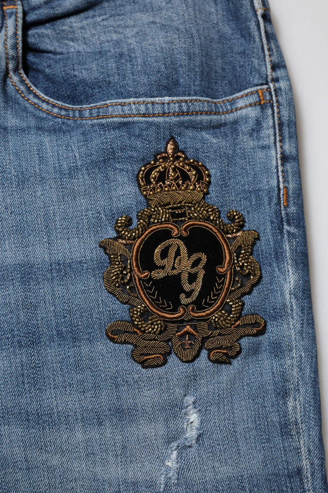 Dolce &amp; Gabbana Sample Sale Dolce &amp; Gabbana Blue Logo Embroidery Denim Jeans - | Designer outlet