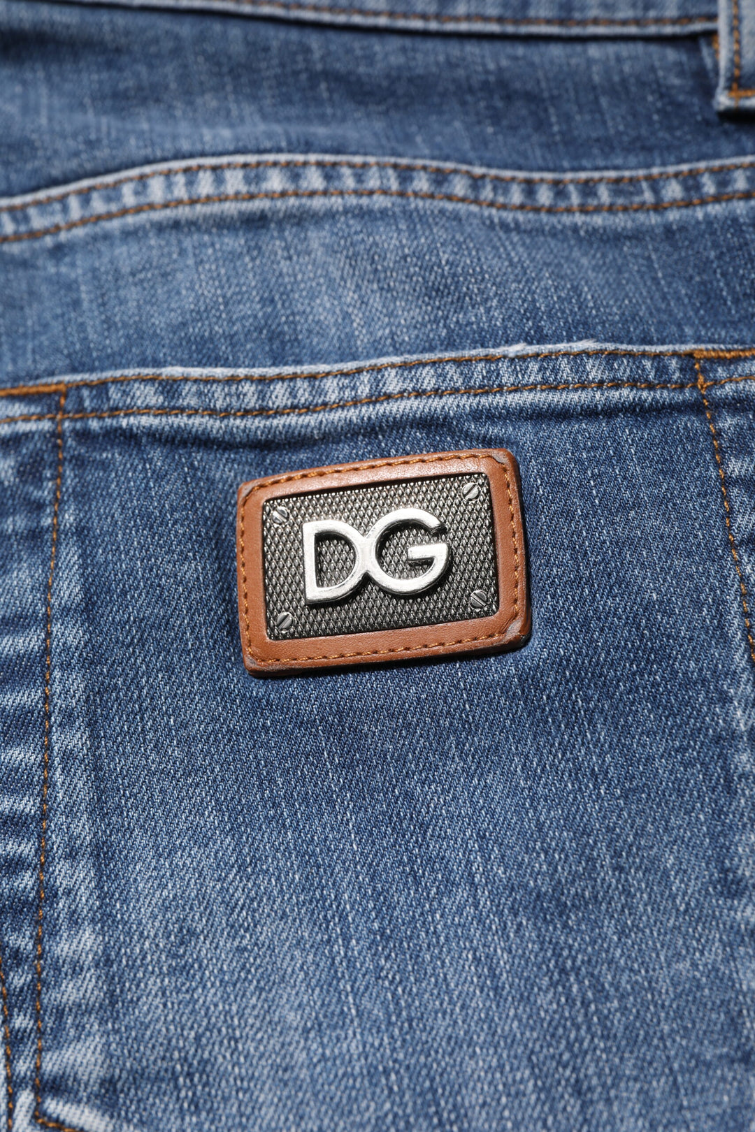 Dolce & Gabbana Blue Cotton Logo Plaque Denim Jeans by Dolce & Gabbana outlet now on sale