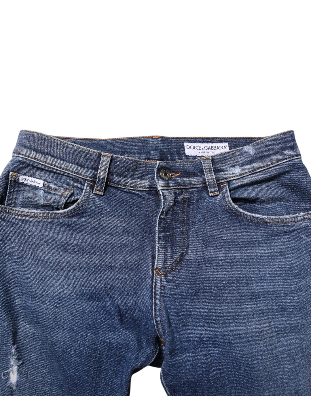 Dolce &amp; Gabbana Sample Sale Dolce &amp; Gabbana Blue Cotton Logo Plaque Skinny Men Denim Jeans - | Designer outlet