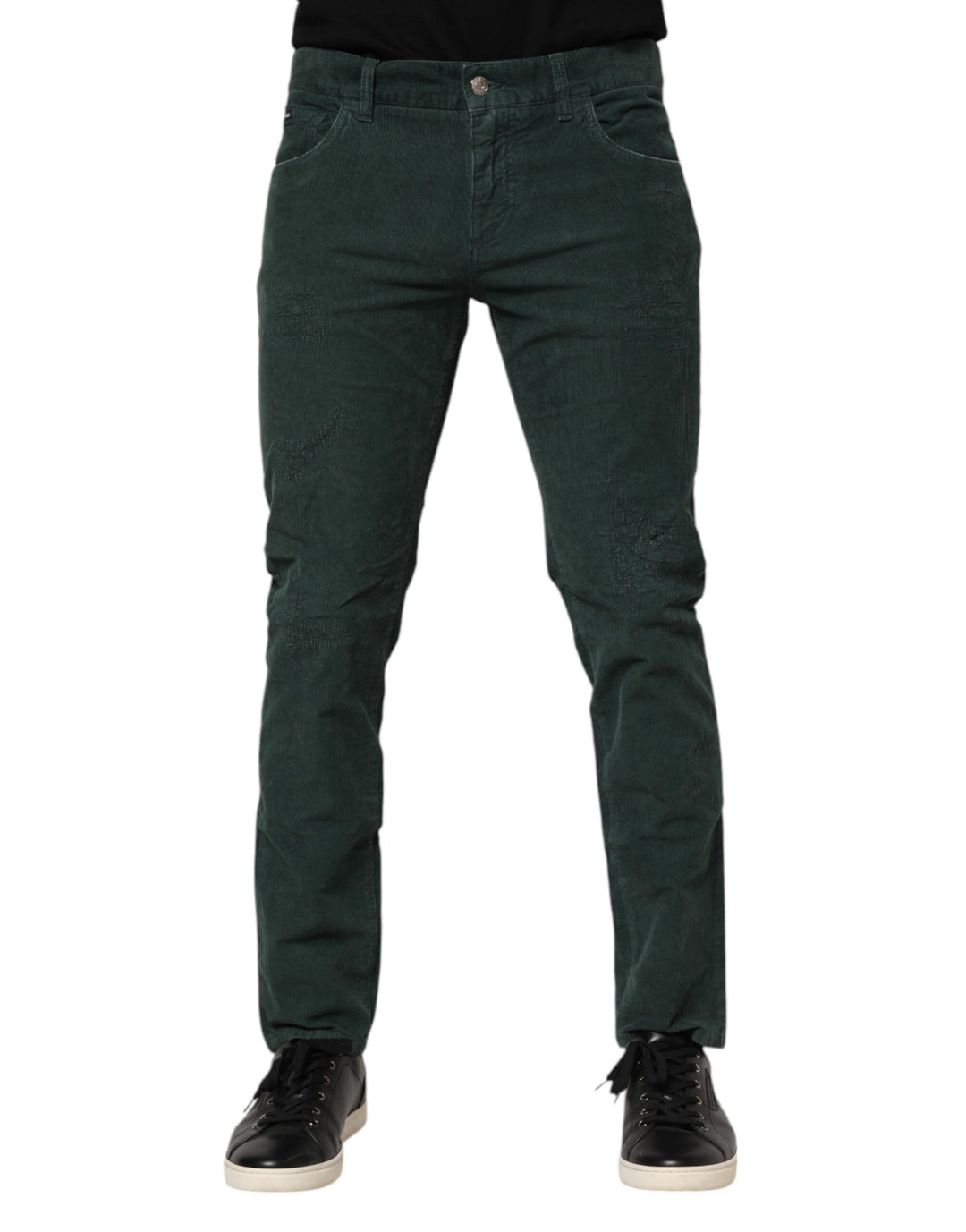 Dolce &amp; Gabbana Sample Sale Dolce &amp; Gabbana Green Cotton Corduroy Skinny Pants - | Designer outlet