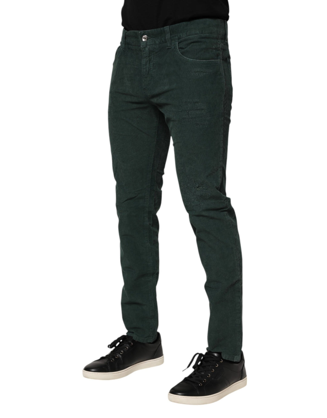 Dolce &amp; Gabbana Sample Sale Dolce &amp; Gabbana Green Cotton Corduroy Skinny Pants - | Designer outlet