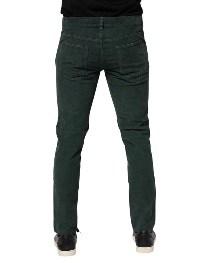 Dolce &amp; Gabbana Sample Sale Dolce &amp; Gabbana Green Cotton Corduroy Skinny Pants - | Designer outlet