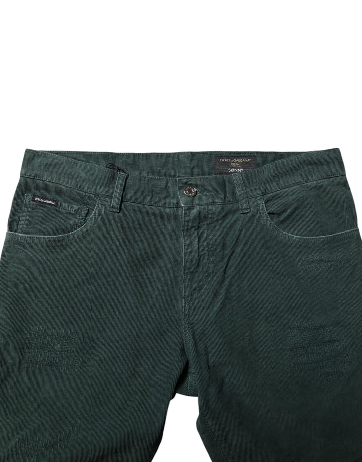 Dolce &amp; Gabbana Sample Sale Dolce &amp; Gabbana Green Cotton Corduroy Skinny Pants - | Designer outlet