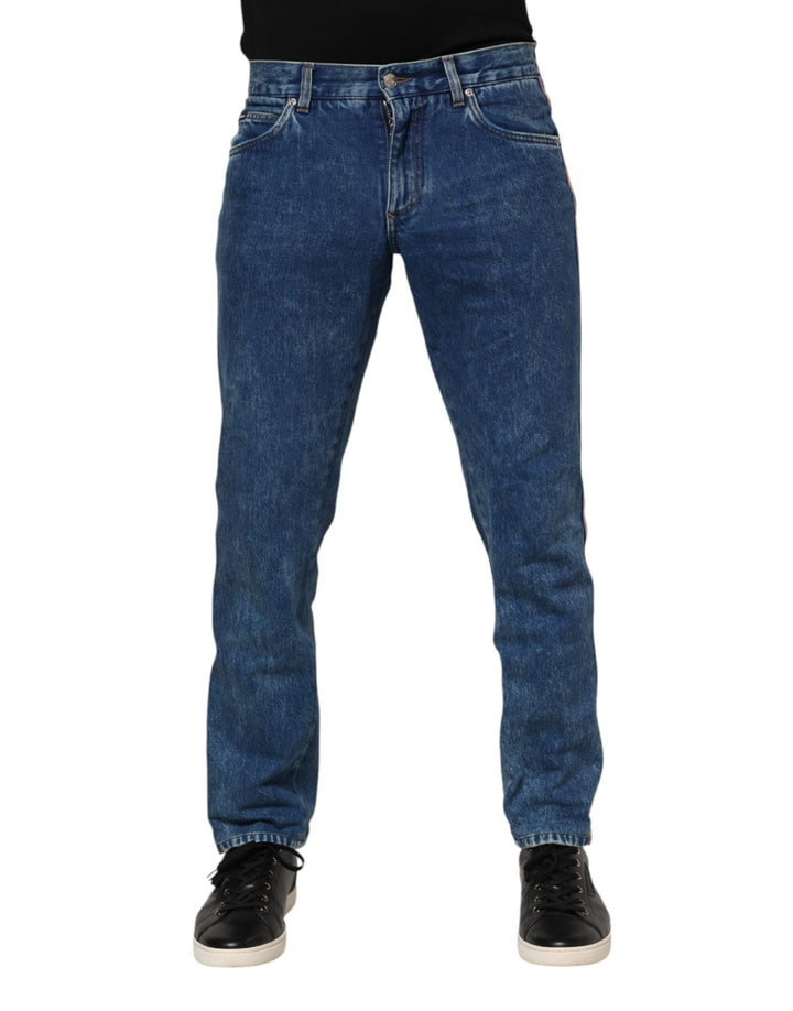 Dolce &amp; Gabbana Sample Sale Dolce &amp; Gabbana Blue Cotton Logo Plaque Denim Jeans - | Designer outlet