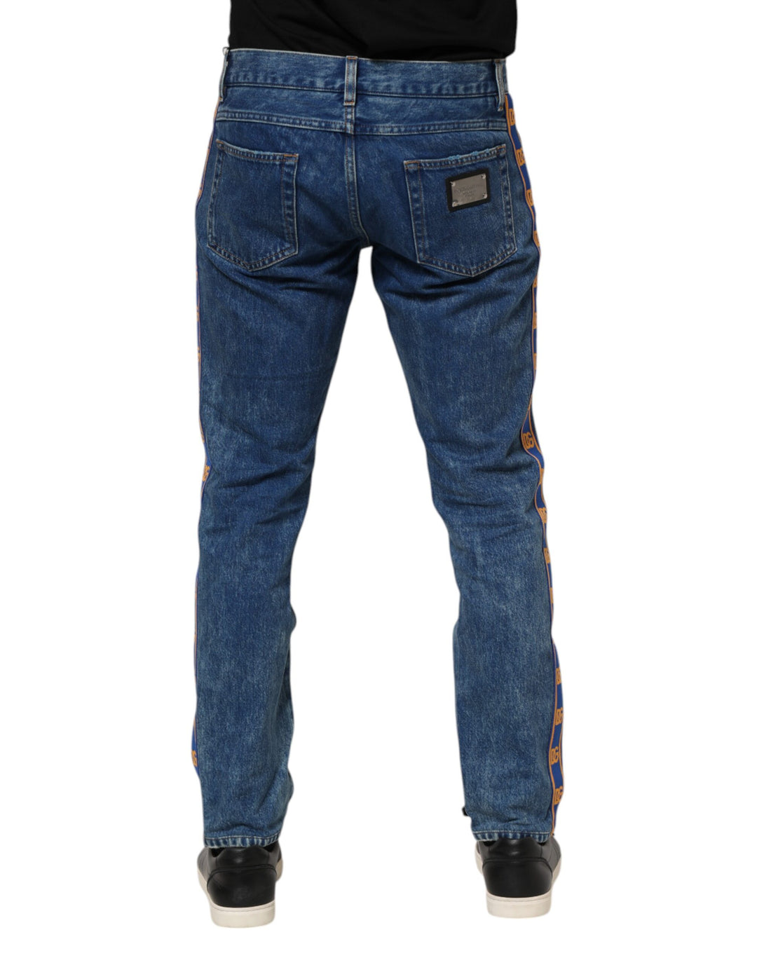Dolce &amp; Gabbana Sample Sale Dolce &amp; Gabbana Blue Cotton Logo Plaque Denim Jeans - | Designer outlet