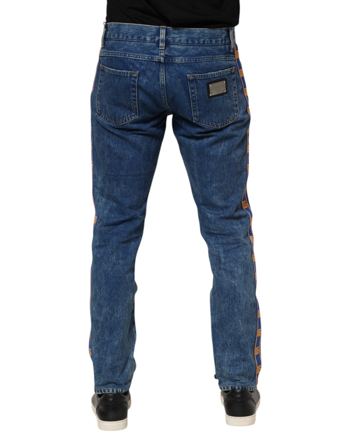 Dolce &amp; Gabbana Sample Sale Dolce &amp; Gabbana Blue Cotton Logo Plaque Denim Jeans - | Designer outlet