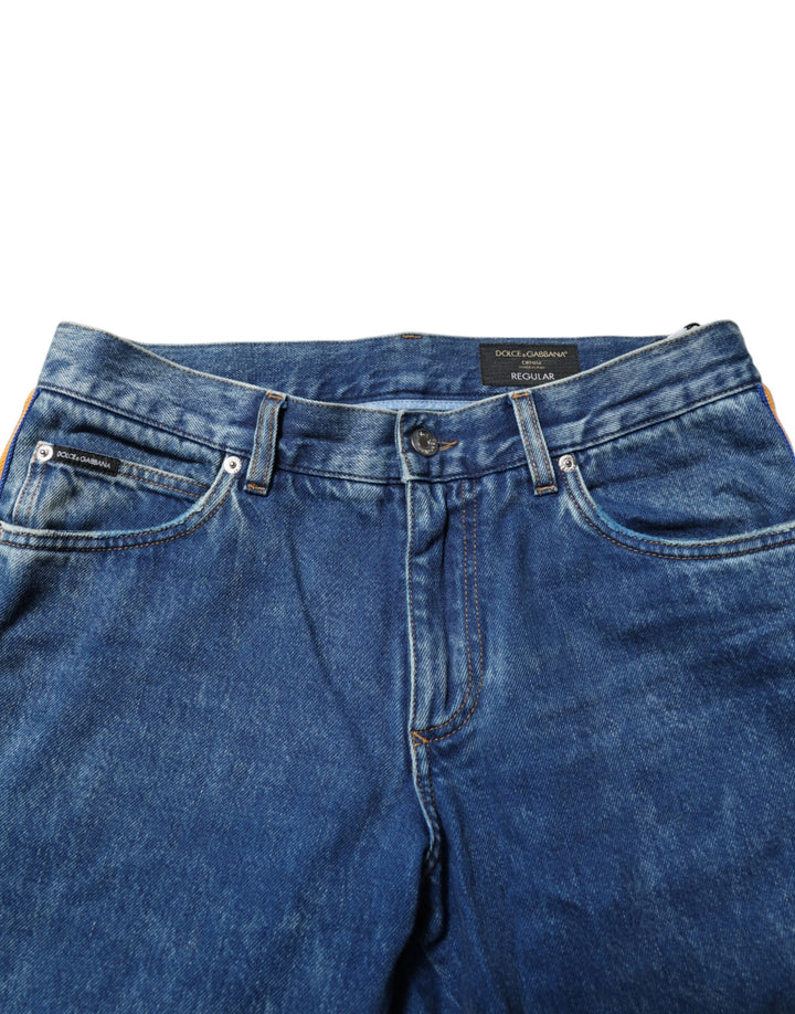 Dolce &amp; Gabbana Sample Sale Dolce &amp; Gabbana Blue Cotton Logo Plaque Denim Jeans - | Designer outlet