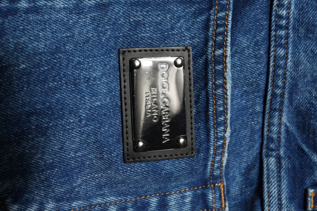Dolce &amp; Gabbana Sample Sale Dolce &amp; Gabbana Blue Cotton Logo Plaque Denim Jeans - | Designer outlet