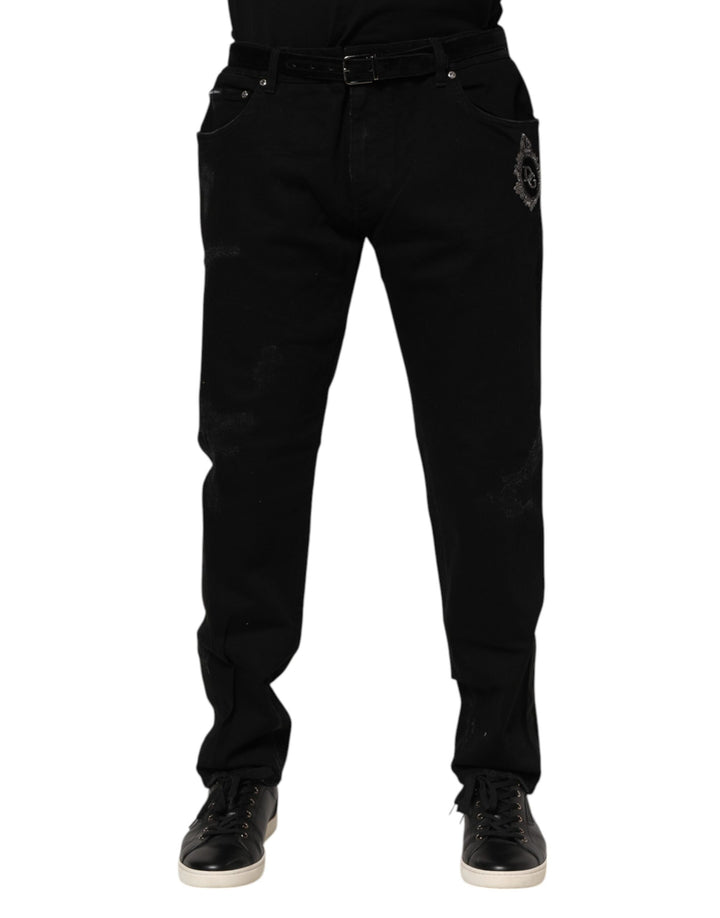 Dolce &amp; Gabbana Sample Sale Dolce &amp; Gabbana Black Cotton Skinny Men Denim Jeans - | Designer outlet