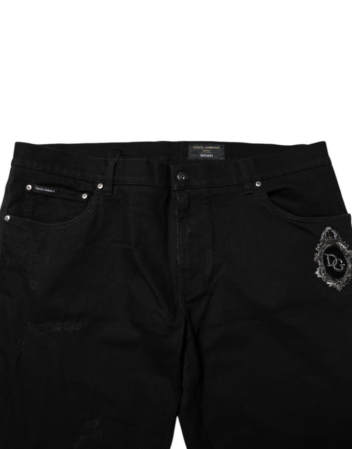 Dolce &amp; Gabbana Sample Sale Dolce &amp; Gabbana Black Cotton Skinny Men Denim Jeans - | Designer outlet